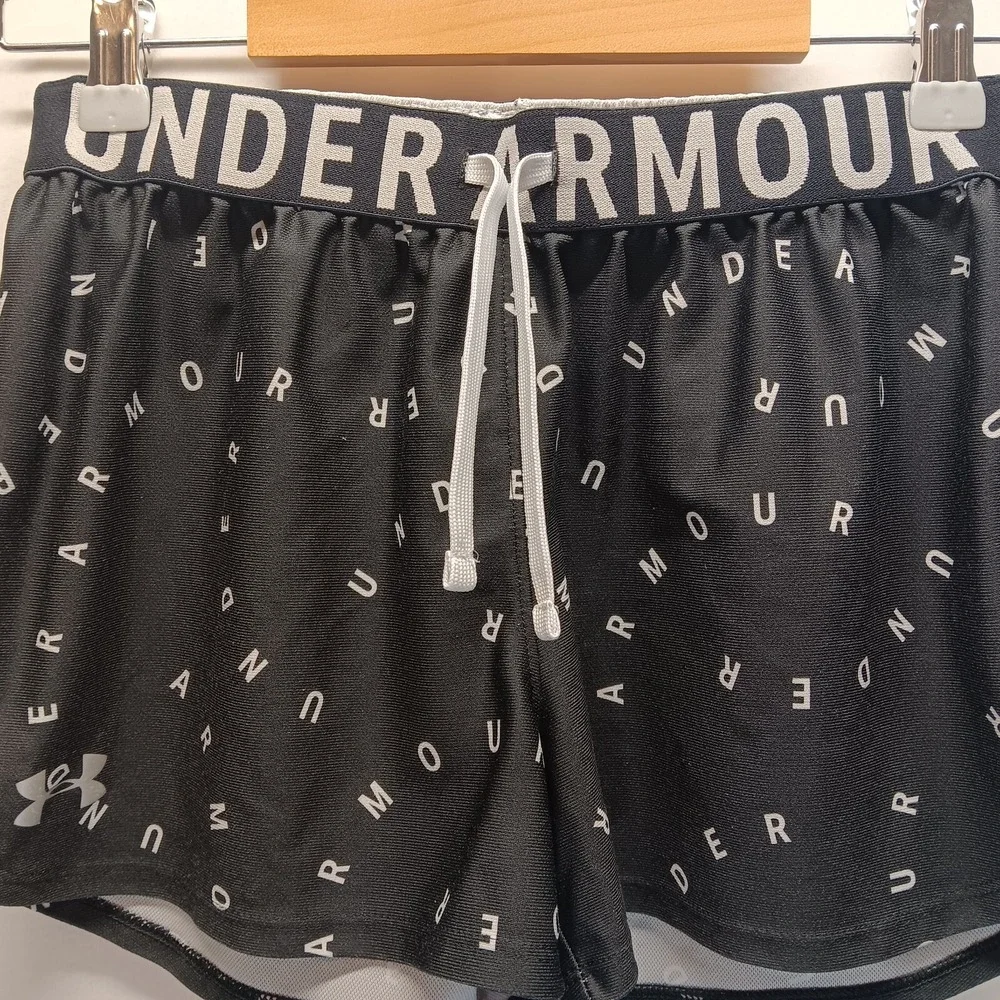 Under Armour Activewear Shorts Girls Large Black White 3
